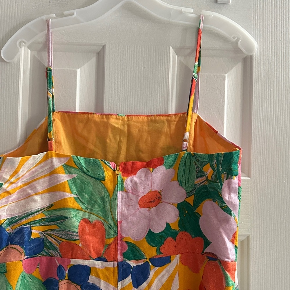 Giani Bini Floral Multicolor Mini Dress Linen Blend XL Tropical Resortwear Beach - Picture 3 of 10